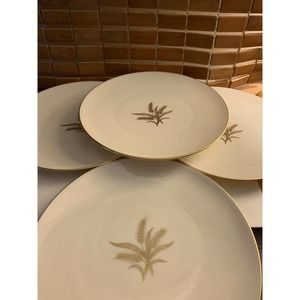 Vintage Lenox Harvest Wheat Lot of 4 Dinner Plates Gold Trim